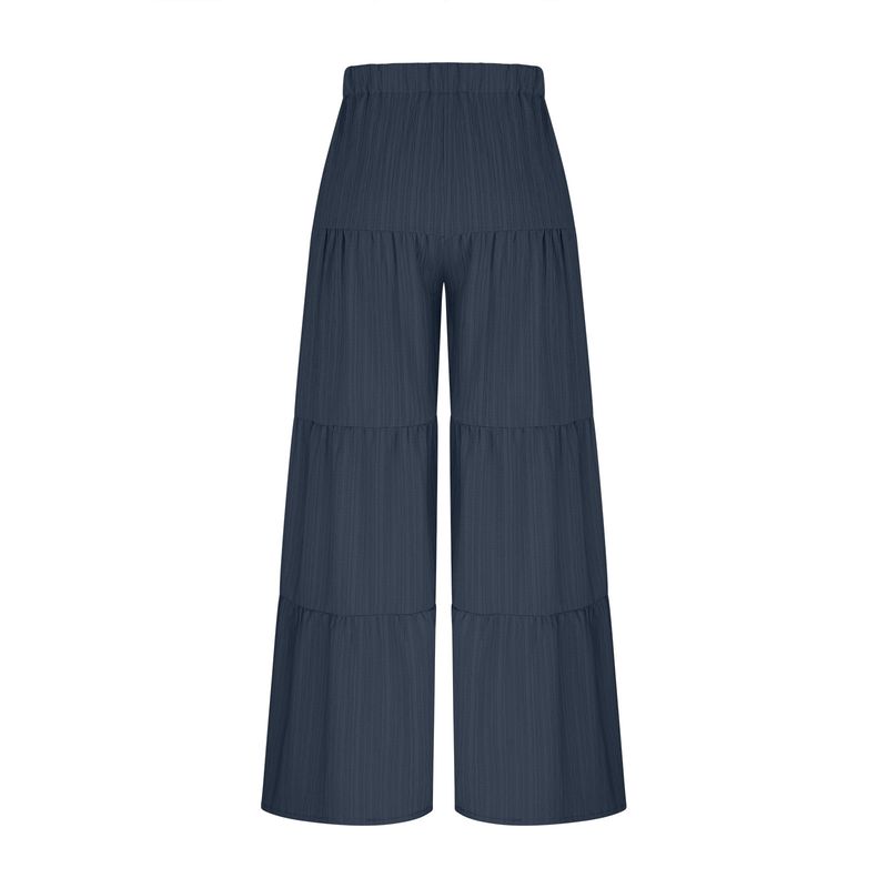 Calças largas femininas com cós elástico - Calças casuais confortáveis para o trabalho e uso diário_voghion.com