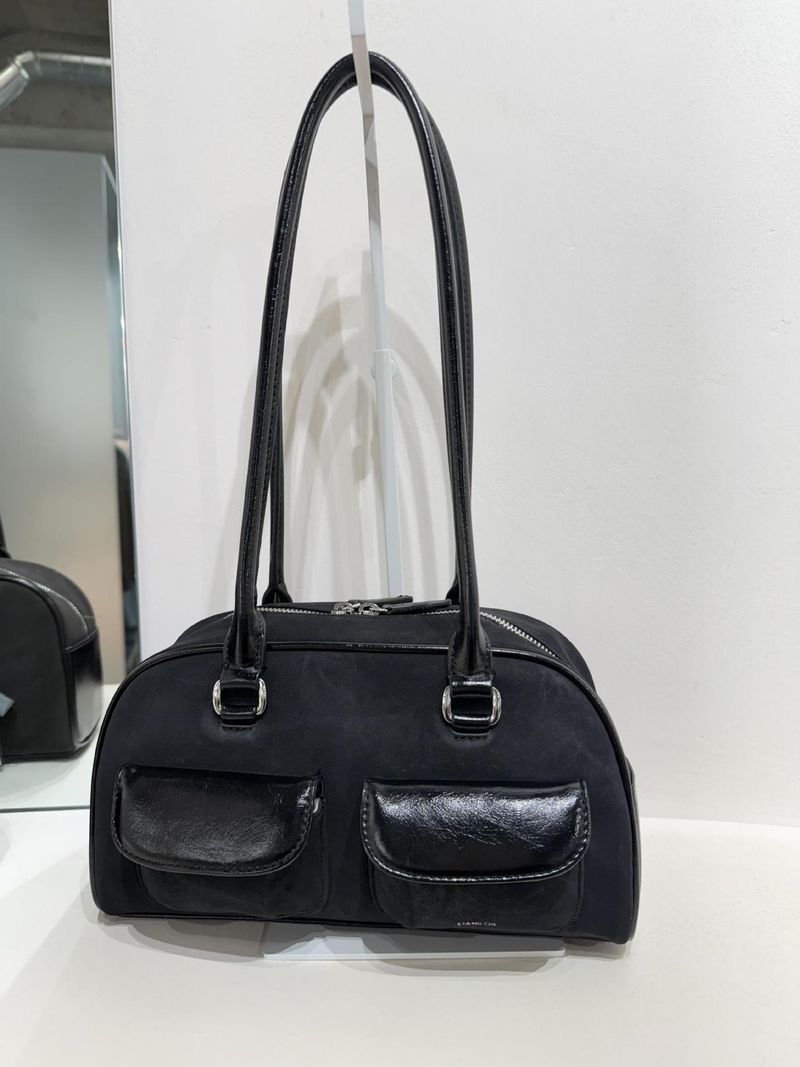 Super Popular Korean Niche Patchwork Shoulder Yunzhen Same Style Bowling Boston Underarm Bag For Women Chubby_voghion.com