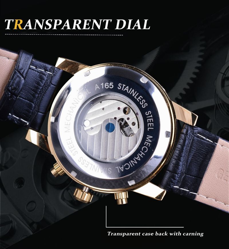 Orologio automatico di lusso da uomo con tourbillon e quadrante grande, cinturino in vera pelle, fibbia in acciaio inossidabile, vetro minerale, orologio casual alla moda_voghion.com