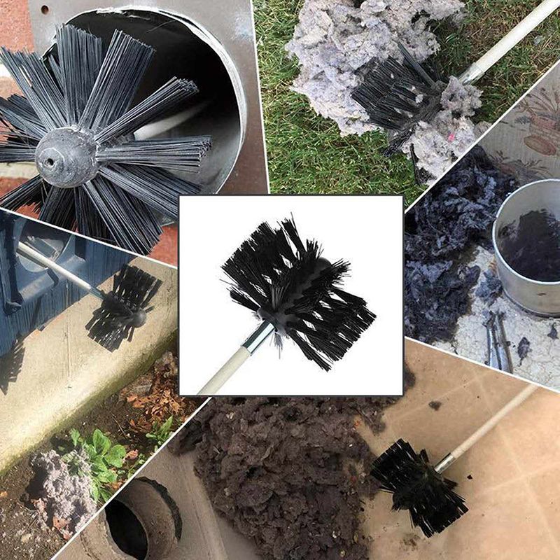 Varas flexíveis de 12 peças com cabeça de escova de 1 peça, limpador de chaminés, limpador rotativo de lareiras, escova de limpeza de paredes internas, acesso a chaminés_voghion.com