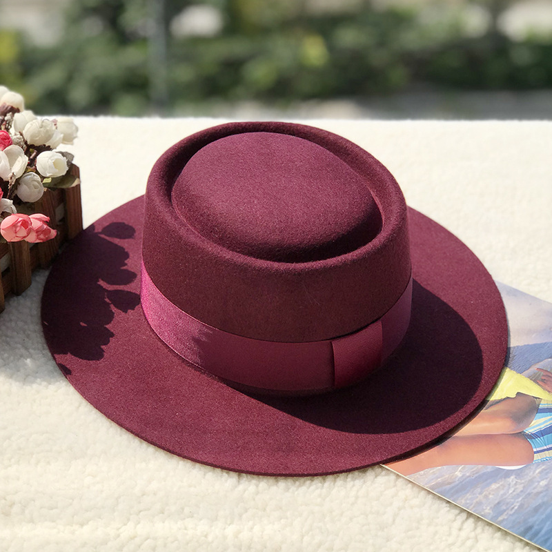 Volnen cilinder z ravnim vrhom v obliki prstana, otroški jesenski in zimski modni volneni klobuk z ravnim vrhom_voghion.com