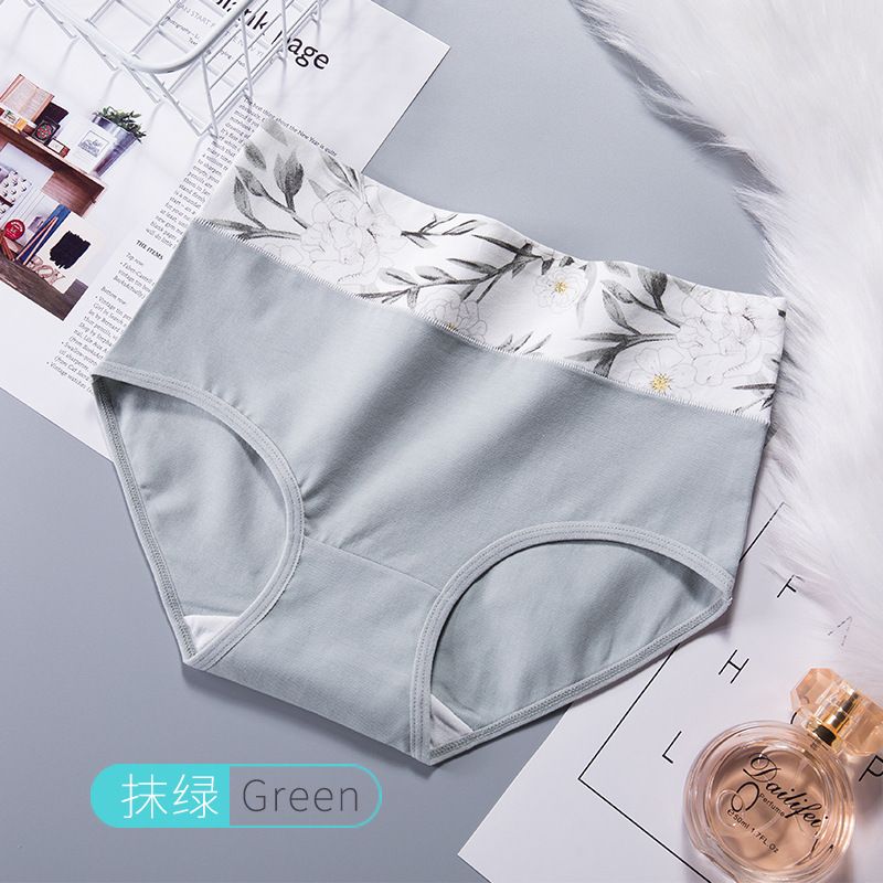 2025d Women's High Waist Cotton Printed Seamless Tummy Control Panties For Plus Size Women Triangle Briefs_voghion.com