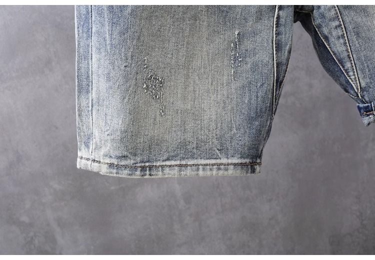 Pantaloncini in denim chiaro lavati da uomo, estivi, sottili, stile coreano, alla moda, vestibilità aderente, versatili, a cinque punte_voghion.com