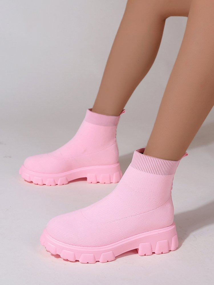 Tootjad laos 2023 uued paksu talla kärbsega kootud võrgust lühikesed sokid kingad naiste piiriülesed pluss-suuruses paarid kõrge ülaosaga kärbsega kootud saapad_voghion.com