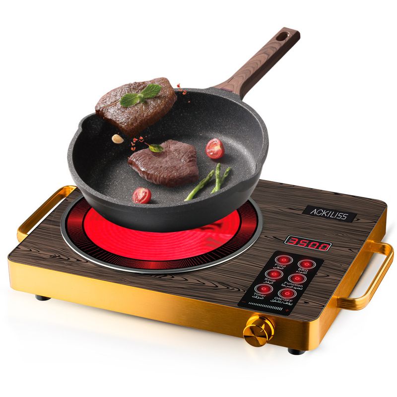 Cerankochfeld Elektroherd, 2000W Tragbares Induktionskochfeld Mit Touch-Steuerung, 10 Leistungsstufen Zum Braten, Kochen, Dünsten, Sicherheitsverriegelung, Leicht Zu Reinigende Glasoberfläche_voghion.com