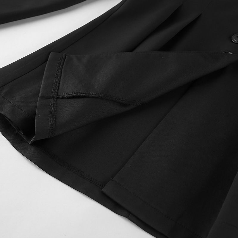 2025 Herbstmode Schwarzer Anzug Damen, Taillenbetonter Blazer und Hose Zweiteiliges Set für den Arbeitsweg_voghion.com