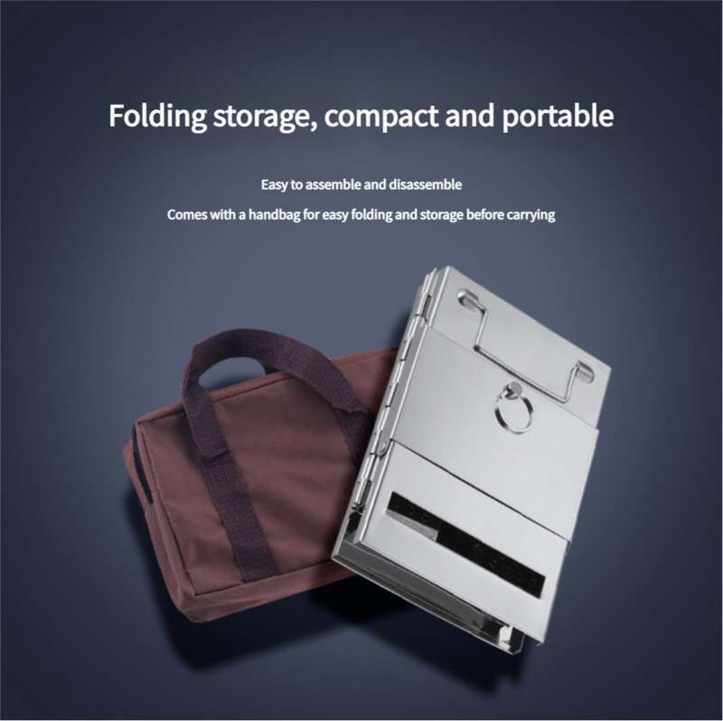 Barbecue pliable en acier inoxydable, mini barbecue multifonctionnel, poêle à bois, type prise, équipement de survie en plein air_voghion.com