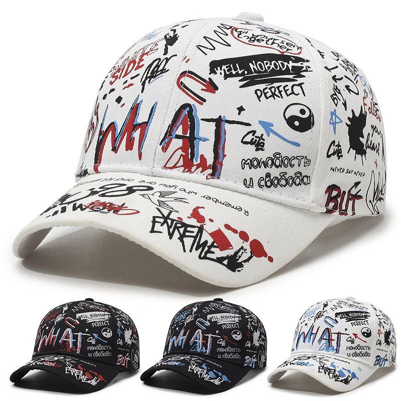 Gorra de béisbol con estampado de letras de grafiti estilo coreano para hombre y mujer, primavera y otoño, visera protectora solar para hombre._voghion.com