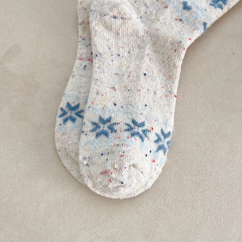 001 001 Vintage Fair Isle Puppy Wool For Women, Autumn And Winter Thickened Warm Gray Mid-Calf Socks, Cute Fuzzy Slouch Socks_voghion.com