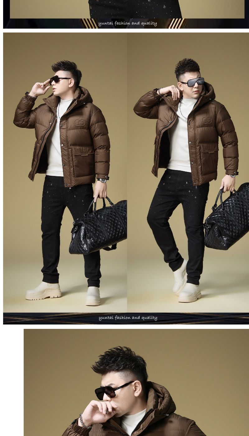 Piumino invernale con cappuccio da uomo con piumino d'anatra bianca al 90%, parka caldo e spesso per climi estremamente freddi, disponibile in marrone e nero_voghion.com
