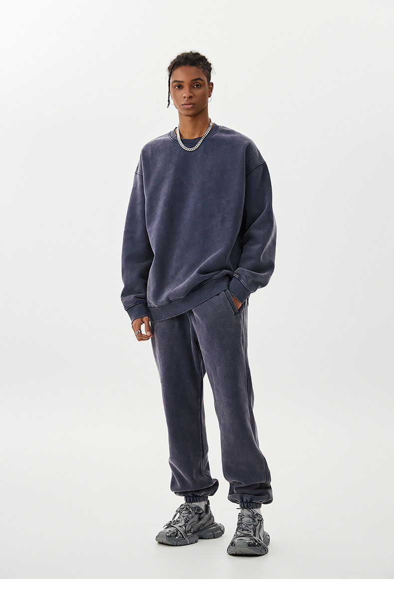 Unisex Heavyweight Fleece Tracksuit – Vintage Batik Print Hoodie & Jogger Set (S-XXL, 58% Polyester 42% Cotton)_voghion.com