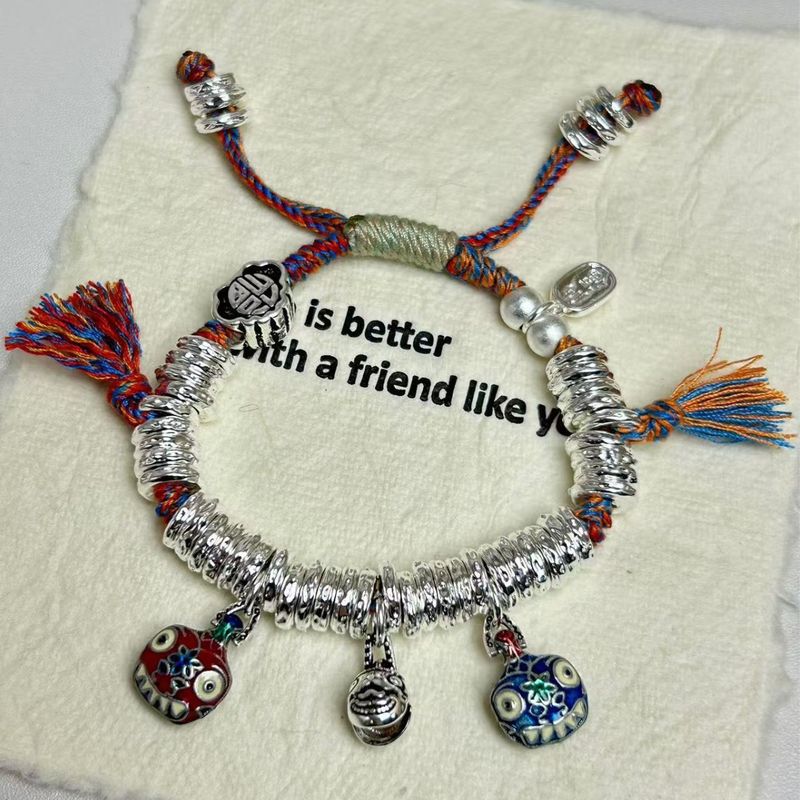 Silver-Plated Blue Solid 999 Pure Silver, Good Luck Wealth-Attracting Bracelet For Men And Women, Niche Design_voghion.com