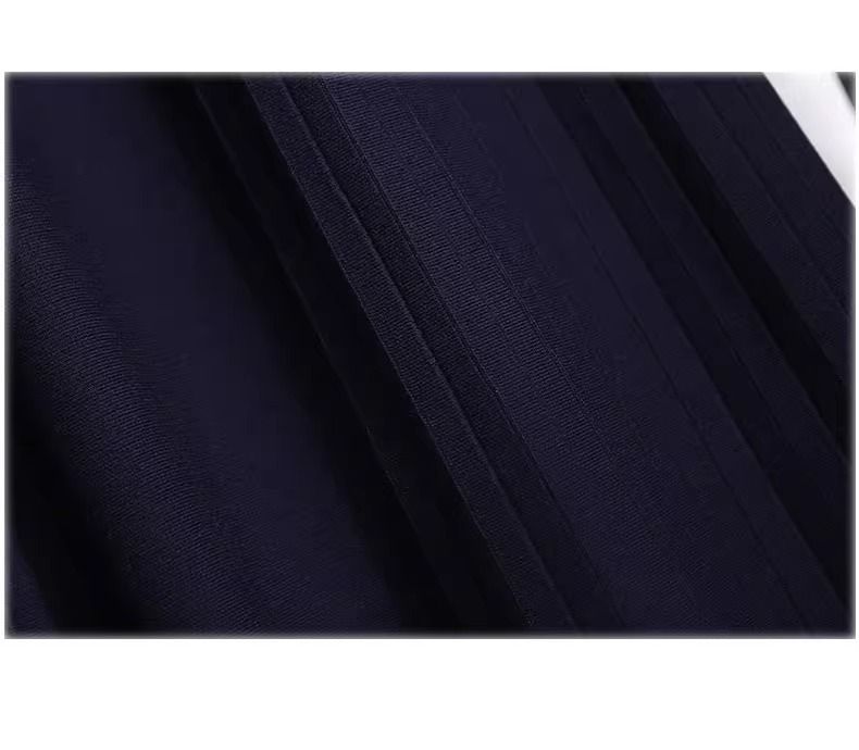 Gonna nera da donna taglie forti autunno e inverno, gonna a pieghe a vita alta in maglia di media lunghezza, gonna sottile con tasca_voghion.com