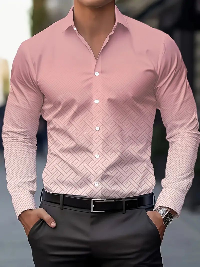 Camicia casual a maniche lunghe da uomo, nuova, primavera e autunno, con colori sfumati_voghion.com