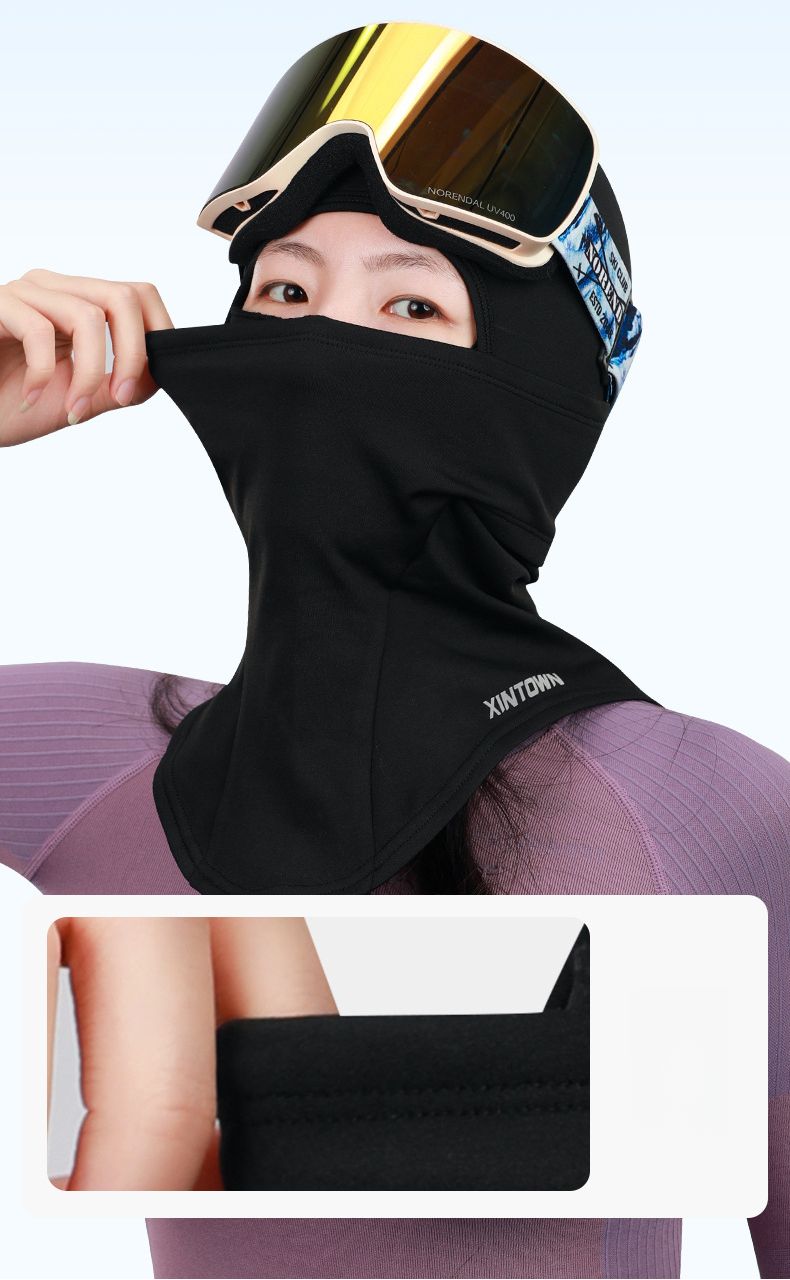 Xingheng Masque de ski double couche pour snowboard, équitation, extérieur, automne, hiver, capuche chaude, protège-cou, résistant au froid, polaire fine_voghion.com
