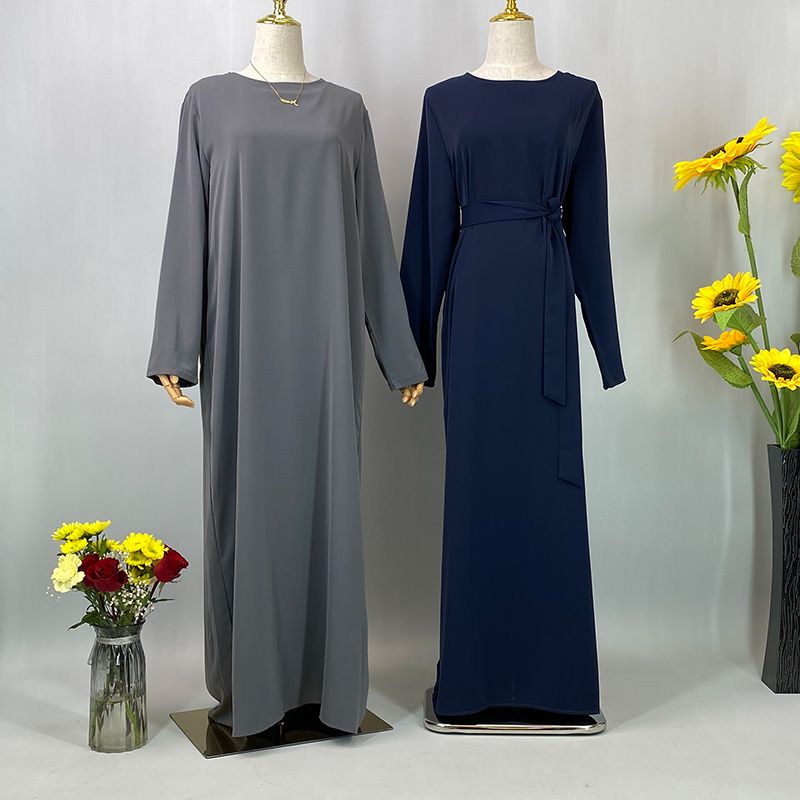 Cepli Müslüman Elbiseler İslami Günlük Sade Uzun Elbiseler Fas Kaftanı Kadın Dubai Kaftanı Ramazan Siyah İslami Abayalar_voghion.com