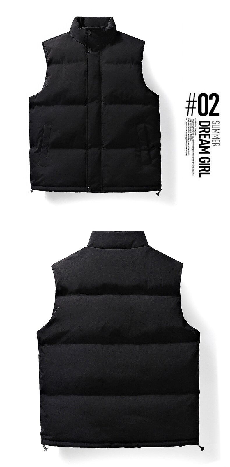 Winter standing collar trendy camisole, thickened warm vest, youth sports cotton jacket, men's_voghion.com