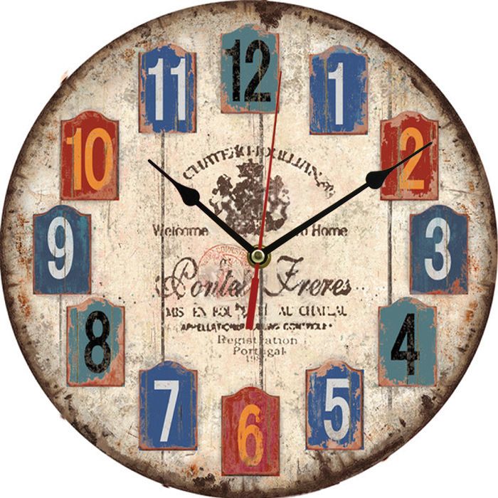 Wooden Wall Clock – Silent Sweep Movement, 30cm Round MDF Design, Roman Numerals & 24H Indicators, Battery Powered For Home & Office Decor_voghion.com