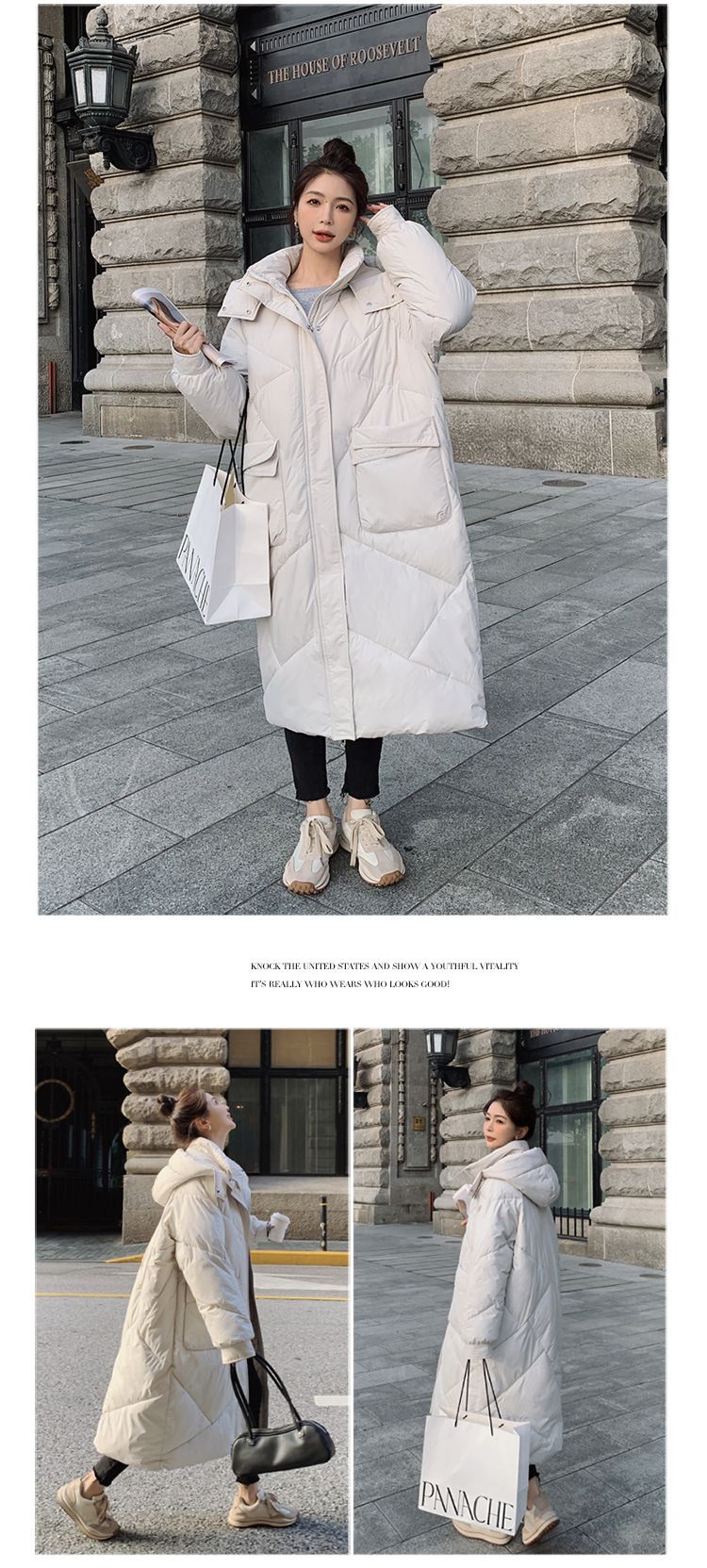 Giacca lunga da donna in cotone imbottito fino al ginocchio. La giacca coreana oversize in cotone imbottito ha un senso del design._voghion.com