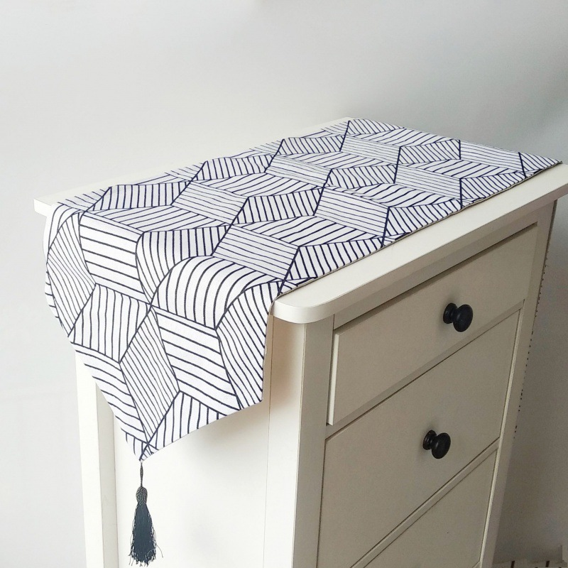 Drapeau de Table à longue bande, table à thé, tissu, meuble TV, meuble à chaussures, couverture, drapeau de lit frais en coton et lin japonais_voghion.com