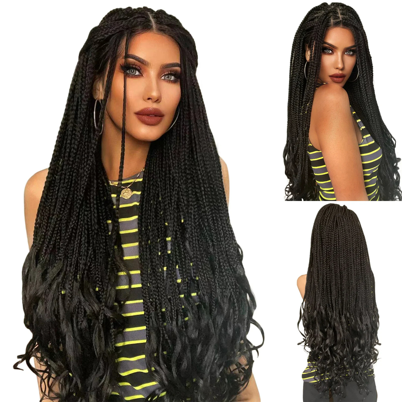 36inch long chemical fiber 9*6 lace braid headband African braid handmade braid with flowers bottom of braid for daily wear, breathable and not stuffy_voghion.com