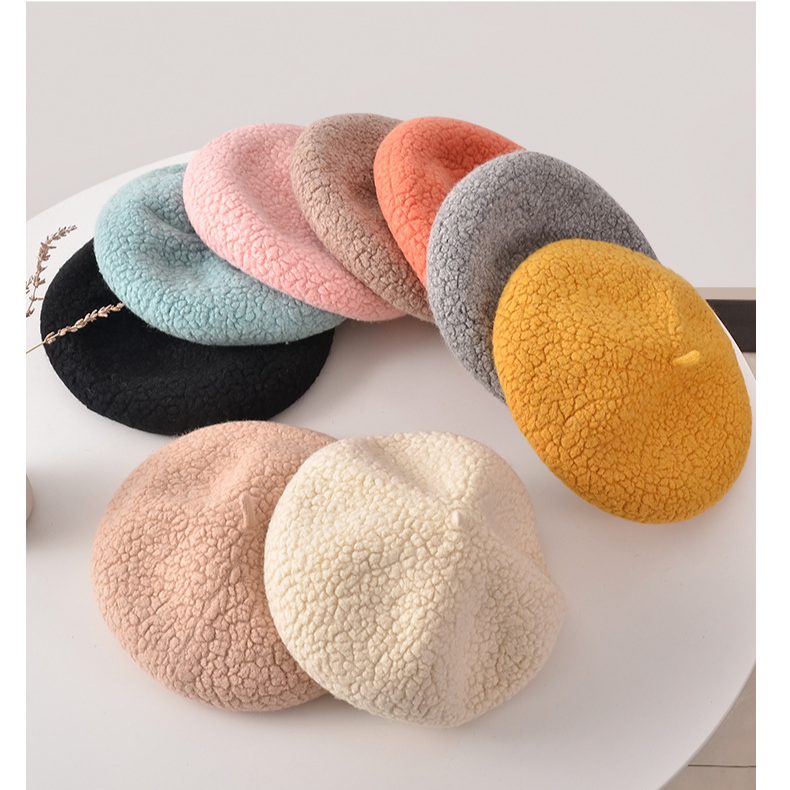 Unisex Wool beret Ladies winter Beanie pellet beret Painter cap Mushroom cap_voghion.com