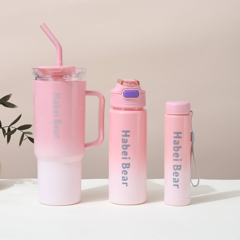 40oz Car Cup Gradient Color Water Cup Portable Handheld Plastic Cup High Value Straw Cup Three Piece Kettle_voghion.com