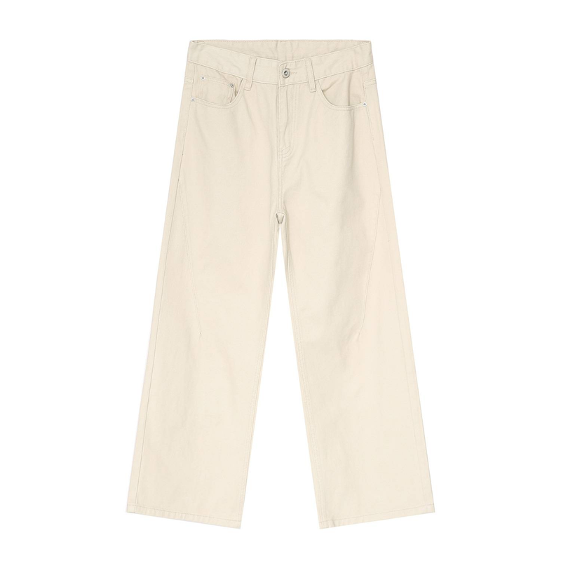 Men's Clothing Style Pure Color Simple Style Straight Loose Basic Jeans_voghion.com