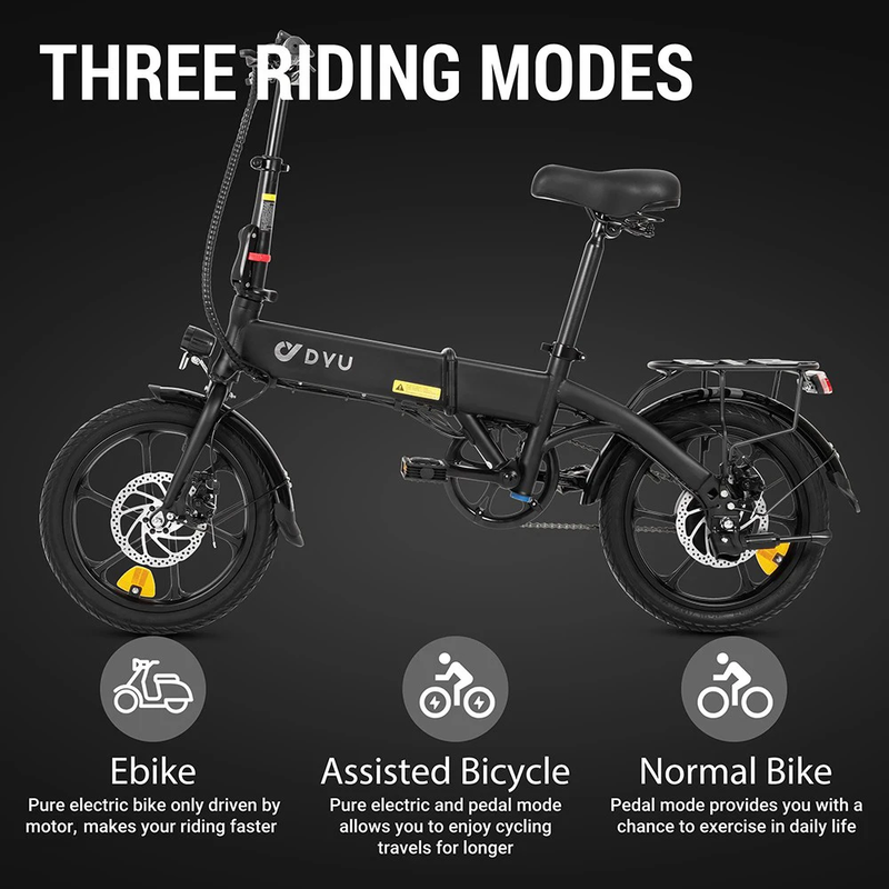 DYU A1F Pro Elektrescht Stadvelo 16" Klappbar Elektrescht Velo, Pendler Stad E-Vëlo 250W Motor 36V 7.5Ah Batterie_voghion.com