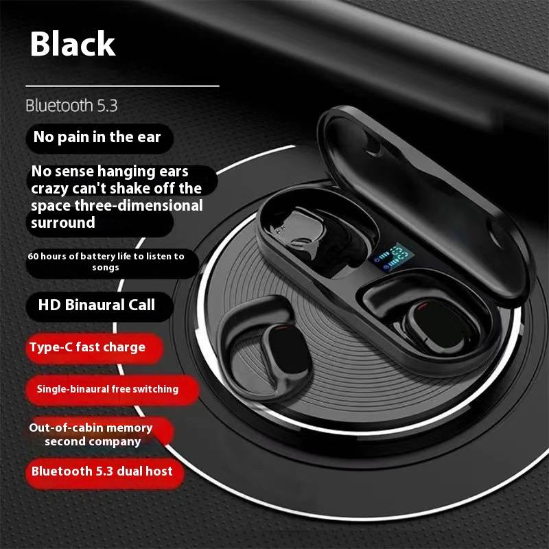Słuchawki Bluetooth z otwartym uchem, bezprzewodowe, z przewodnictwem kostnym, stereo, 30 godzin odtwarzania, wodoodporność IPX5, wygodna konstrukcja haczyka, do uprawiania sportu/biegania_voghion.com