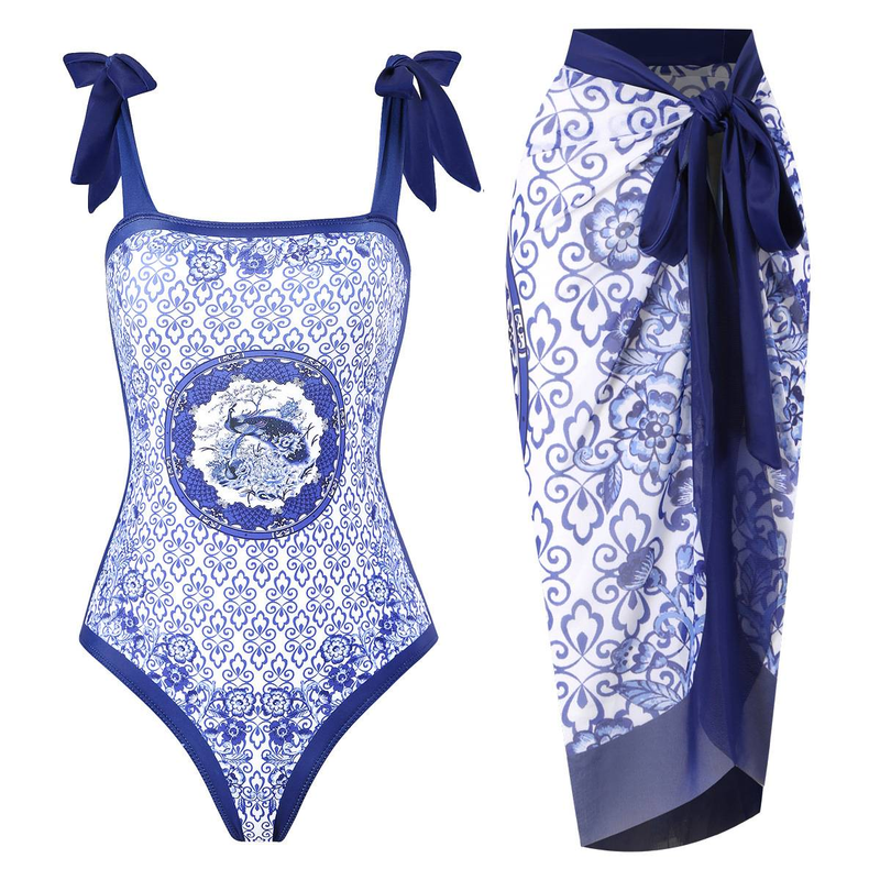 Women's Clothing Two Piece Skirt Multi Color Print Sexy Bikini Set_voghion.com