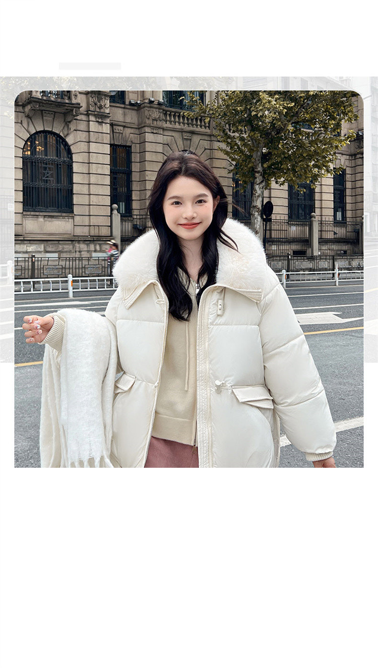 Damen Kurze Pufferjacke Winter Modischer Steppmantel Mit Kunstpelzkragen Für Kleine Größen_voghion.com