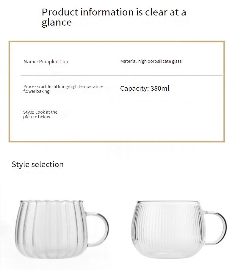 Tazza da caffè in vetro moderna resistente al calore con manico - Design a forma di zucca di ispirazione giapponese, ideale per casa, ufficio e regali_voghion.com