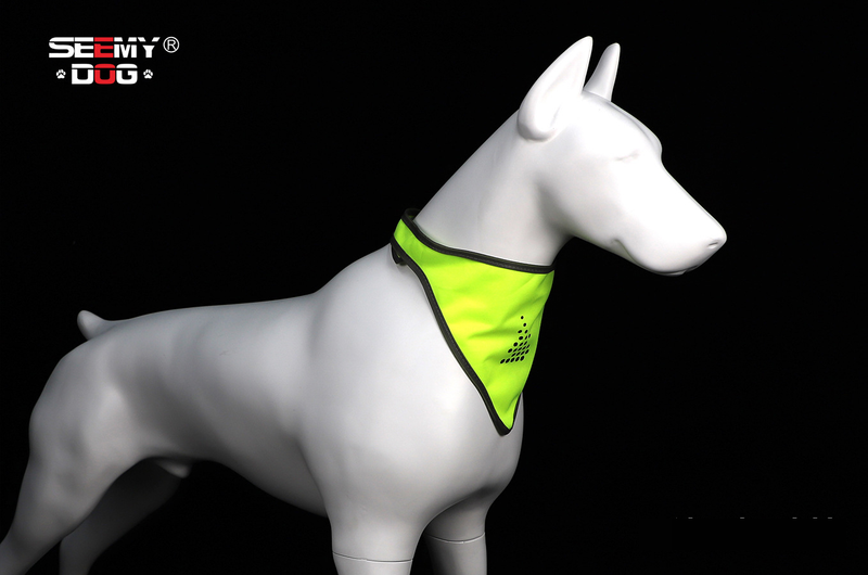 Pet Products Reflecterende sjaal voor huisdieren, hoge zichtbaarheid, verstelbare elastische halsband met drukknoopsluiting, regenboog reflecterende strepen, veilige zachte polyesterstof_voghion.com