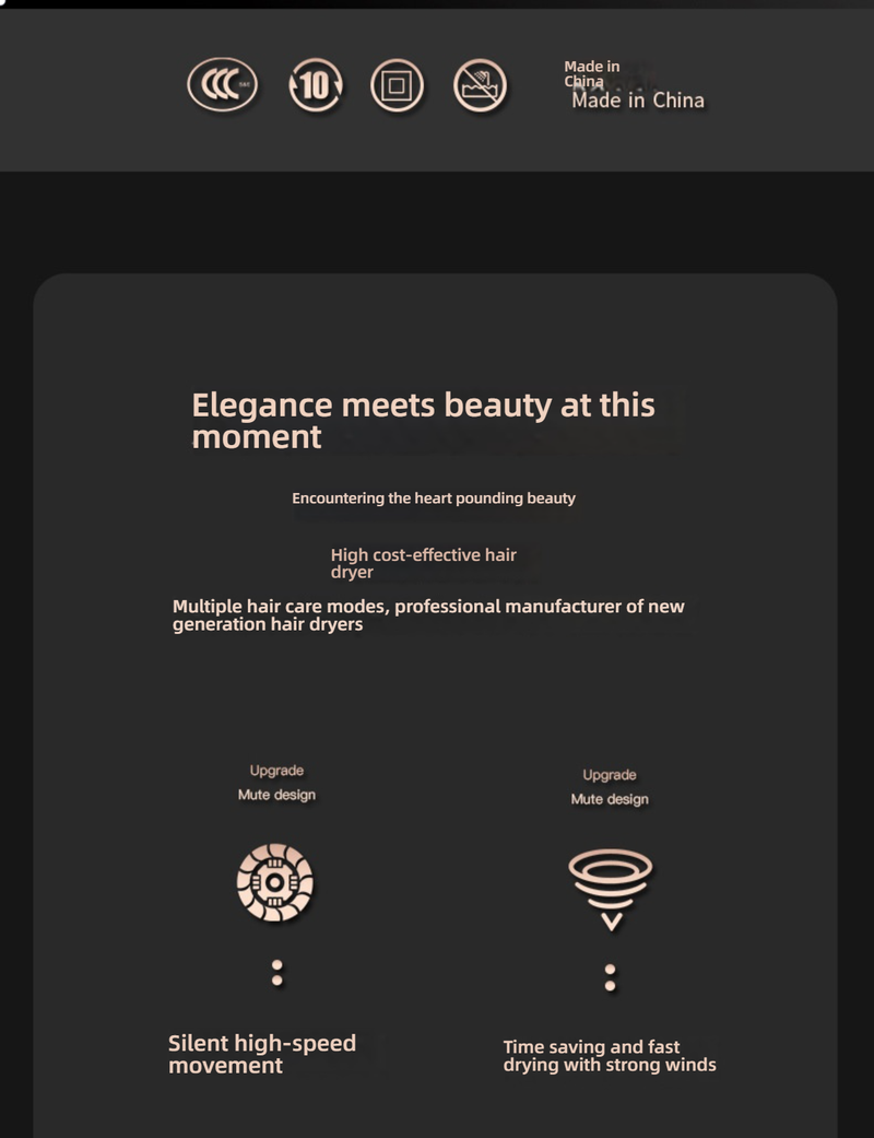 1200W Ionic Hair Dryer With Blue Light & Constant Temperature – Fast Drying, Frizz Control & Gentle Care For Home & Salon Use (CE/FCC/ROHS Certified)_voghion.com