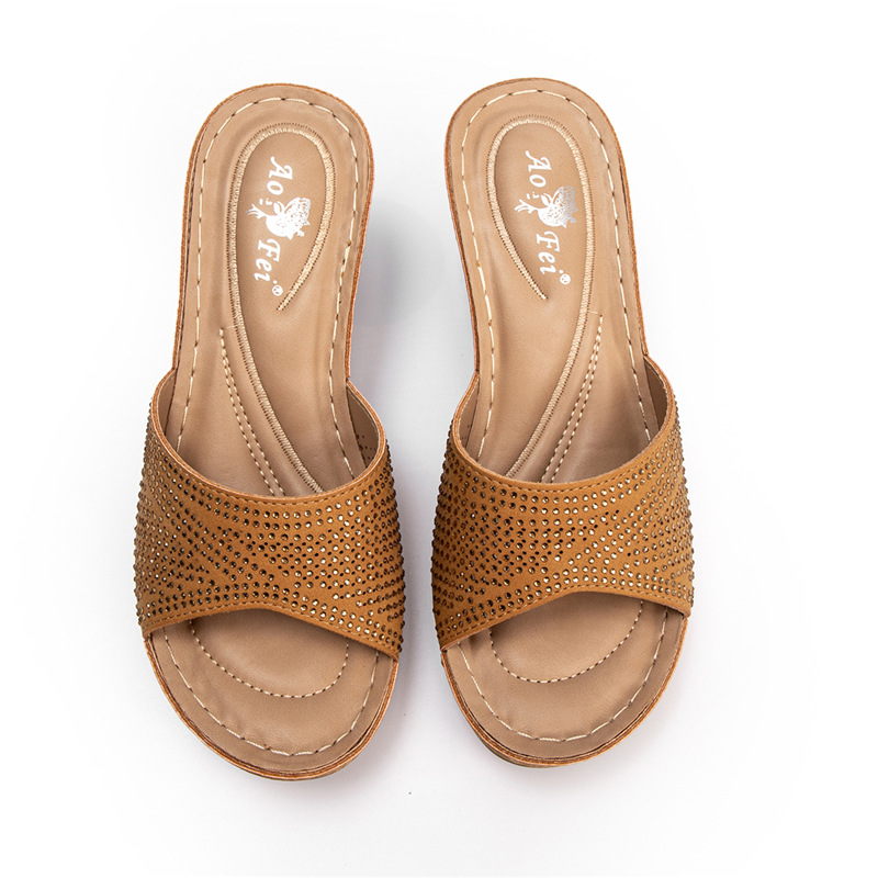 Damen-Sandalen mit Absatz 2024, lässig, mit hohem Wasserstand, Diamanten, dicker Absatz, große Größe_voghion.com