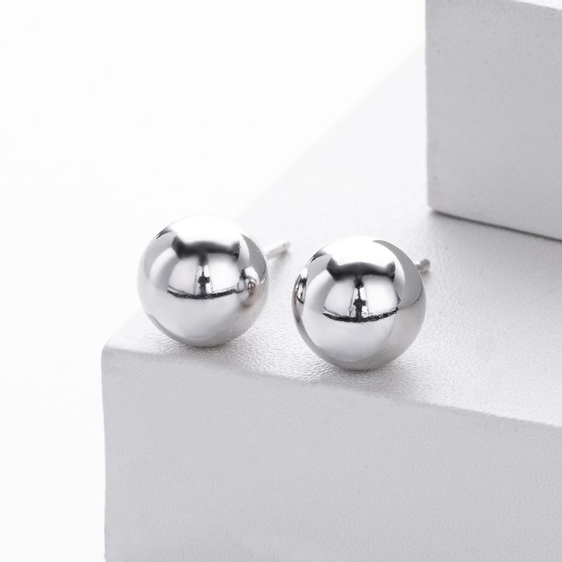 Women's Jewelry S925 Sterling Silver Bead Stud Earrings - Hypoallergenic Minimalist Earrings For Daily Wear Sizes 4mm-8mm_voghion.com