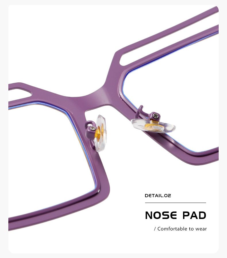 Nouveau style personnalité métal creux grand cadre carré mode Internet célébrité rue tir anti-lumière bleue_voghion.com