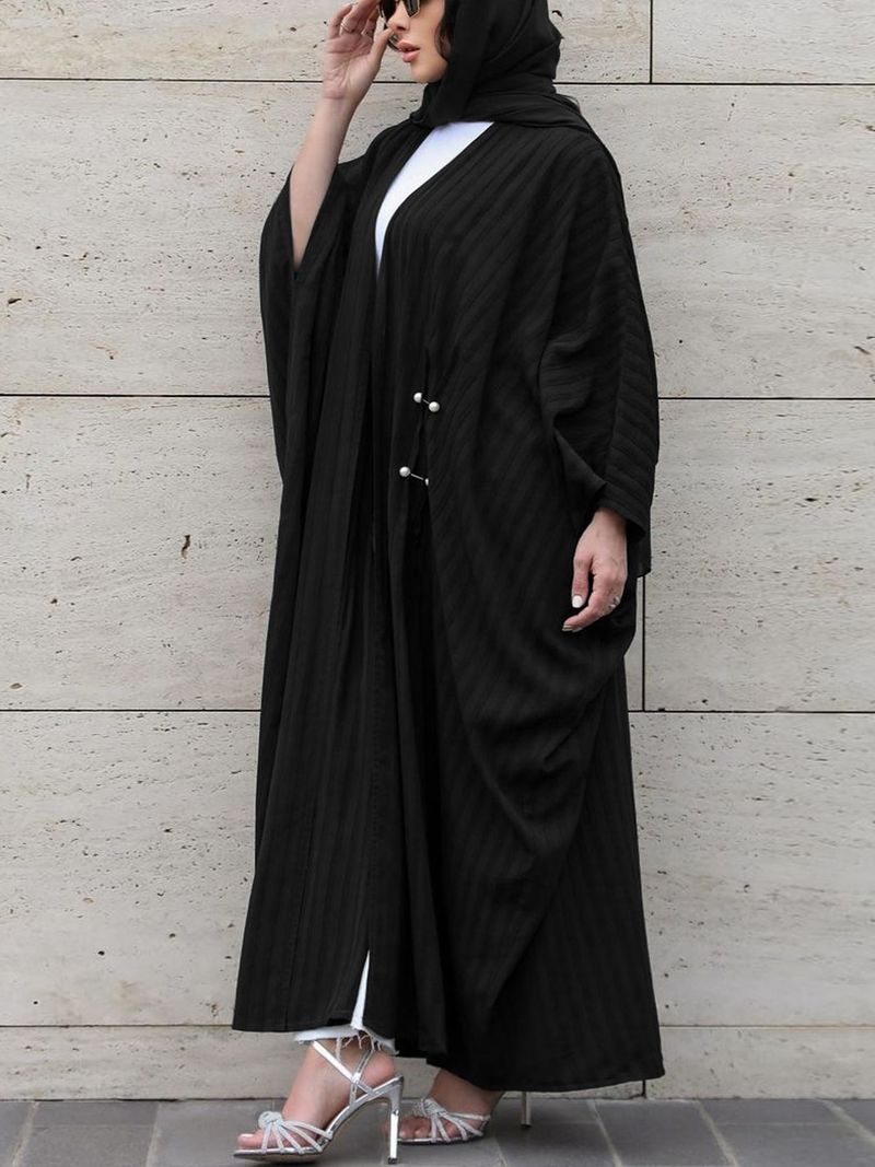 Damkläder Elegant Pärl Lång Klänning Kofta Ärmlös Polyestertyg Modern Dubai-stil Mellanöstern Lång Morgonrock Elegant_voghion.com