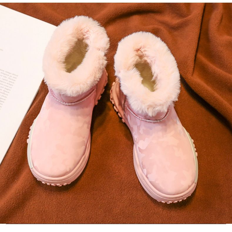 Kids' Winter Snow Boots With Fleece Lining, High-Top Insulated Warm Shoes For Boys And Girls (Sizes 30-39, Black/Pink/Gray)_voghion.com