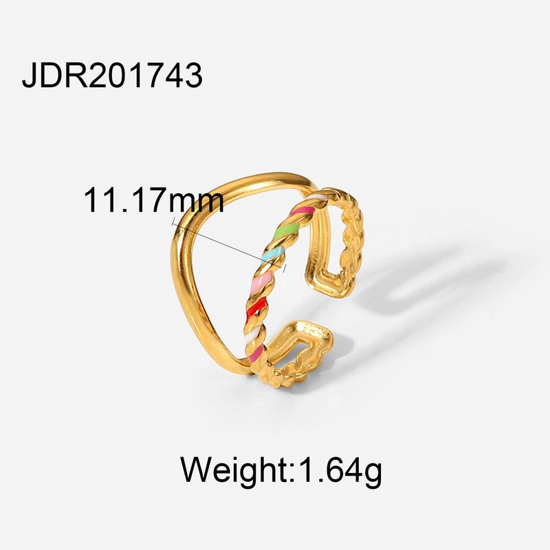 INS neue Edelstahl alt vergoldet Emaille Schmuck Farbe Öl tropft Fried Douh Twists Doppel-Schicht geformt Öffnung_voghion.com