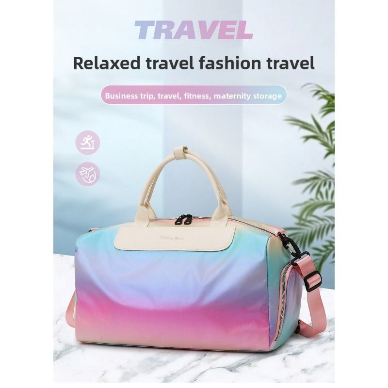 Gradient Color Travel Bag Unisex Lightweight Large Capacity Sports Fitness Bag For Short Trips With Dry And Wet Separation_voghion.com