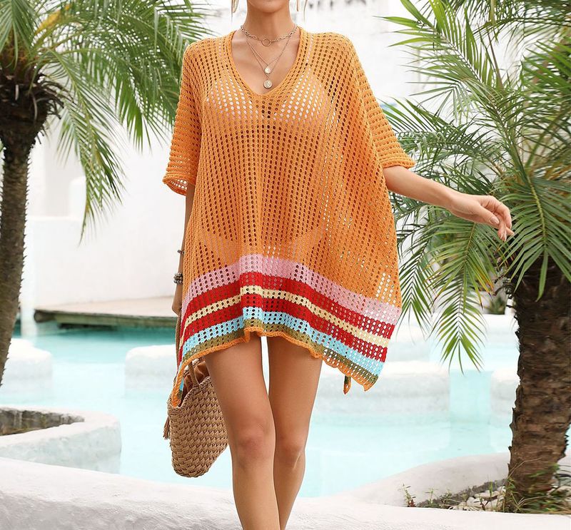 "Women's Loose Beach Cover-Up Knit Crochet Bikini Swimsuit Wrap Lightweight Breathable Summer Boho Style"_voghion.com