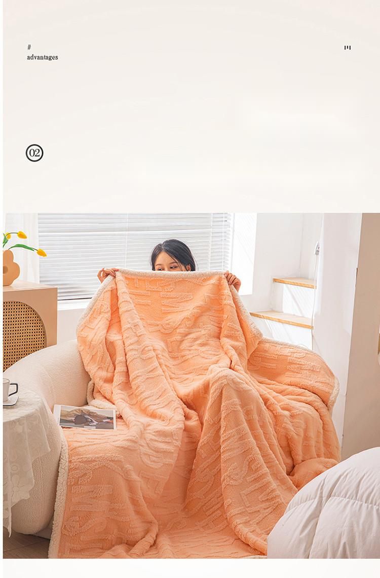 2025 Letter Pattern Taffeta Lamb Wool Thickened Multi-Functional Autumn Winter Throw Double-Sided Fleece Solid Color Nap_voghion.com