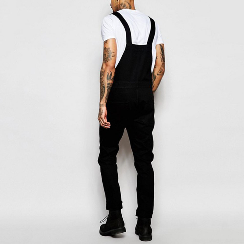 Men's Clothing Fashion Men's Strappy Denim Rompers Ripped Jeans Trousers_voghion.com