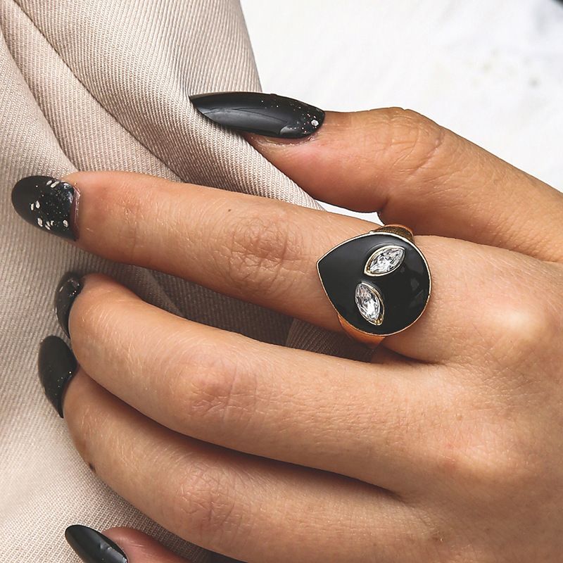 Instagram Style, Cool Design, Oil Dripping Diamond Ring, Exaggerated Personality, Alien Avatar, Single Ring_voghion.com