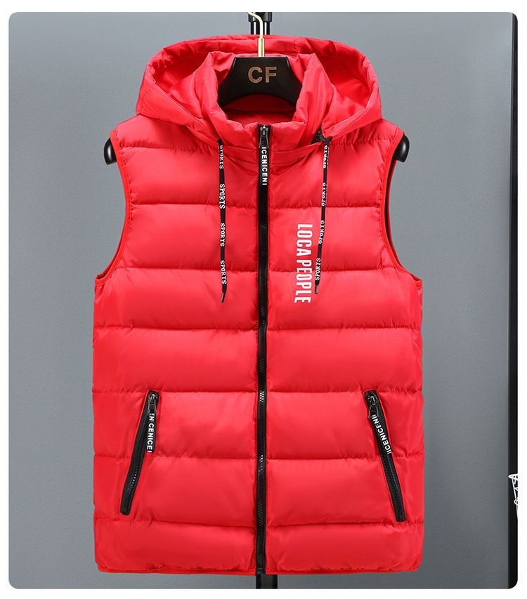 Men's Winter Hooded Padded Vest - Lightweight Quilted Jacket For Work & Casual Wear, Custom Logo Printing (Black, Grey, Red, Navy Blue)_voghion.com