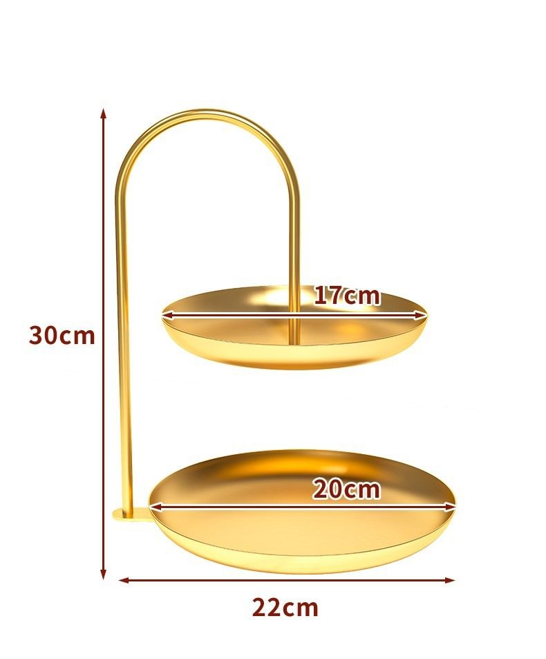 Elegantes zweistöckiges Snacktablett – Hochwertige Servierplatte aus Metall für Obst, Süßigkeiten und Desserts (moderne Präsentation für Zuhause/Büro)_voghion.com