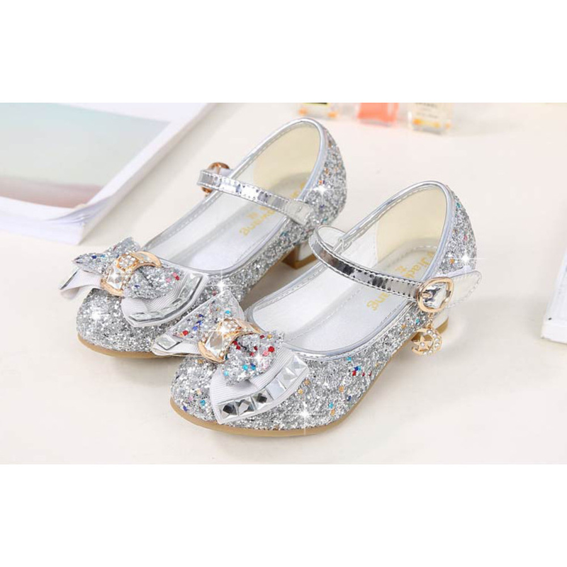 Mädchen Prinzessin Schuhe Kleid Party Hochzeit Schuhe Kleine Mädchen Sandalen Glitzer Schleife Schuhe Kristall High Heels Schuhe für Kinder_voghion.com