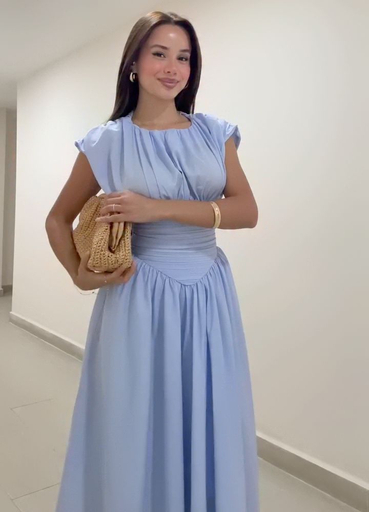 Neues plissiertes Wickelkleid – Süßes und schlichtes, taillenbetontes Midikleid mit Kontrasteinsätzen, elegantes Büro- und Verabredungsabendkleid für Damen_voghion.com